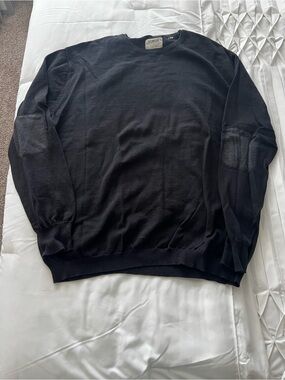 Linksoul Black Crewneck Sweater with Ribbed Elbow Panels